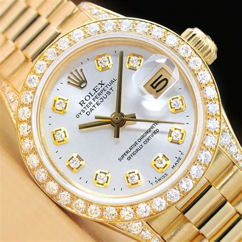 ladies rolex president diamond bezel.